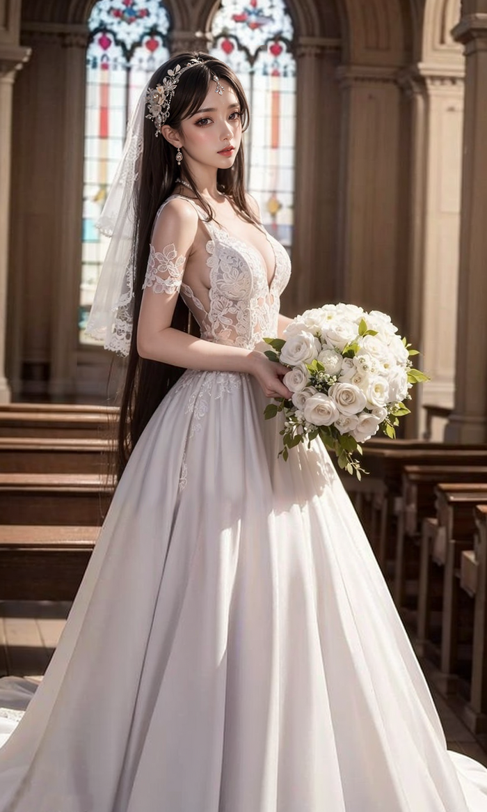 Pure white wedding dress-1080p AI Generated 10th image