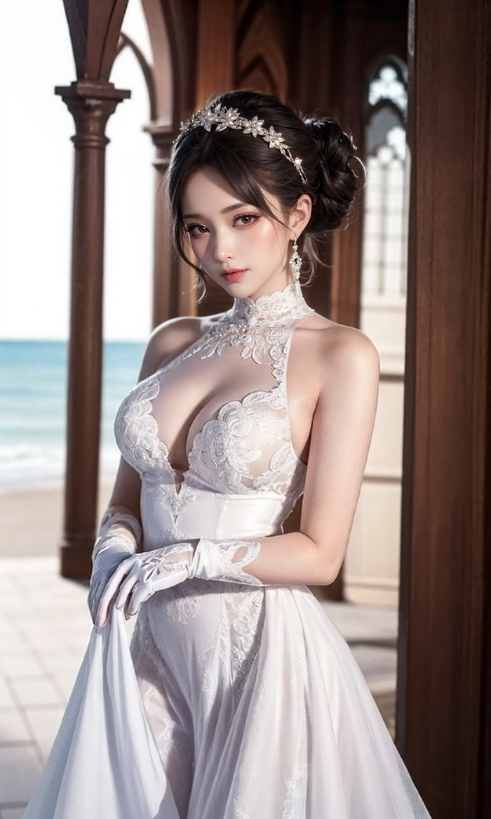 Pure white wedding dress-1080p AI Generated 12th image