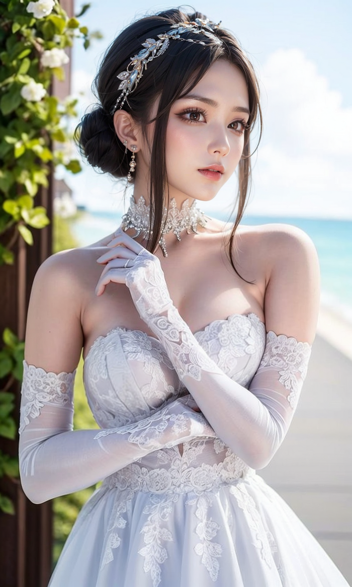 Pure white wedding dress-1080p AI Generated 15th image