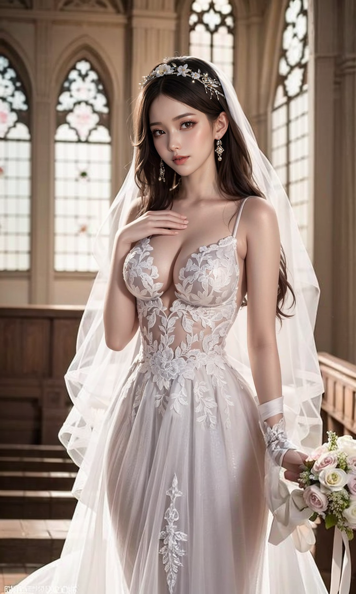 Pure white wedding dress-1080p AI Generated 16th image