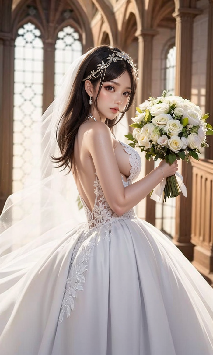 Pure white wedding dress-1080p AI Generated 19th image