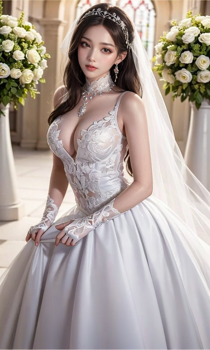 Pure white wedding dress-1080p AI Generated 21th image