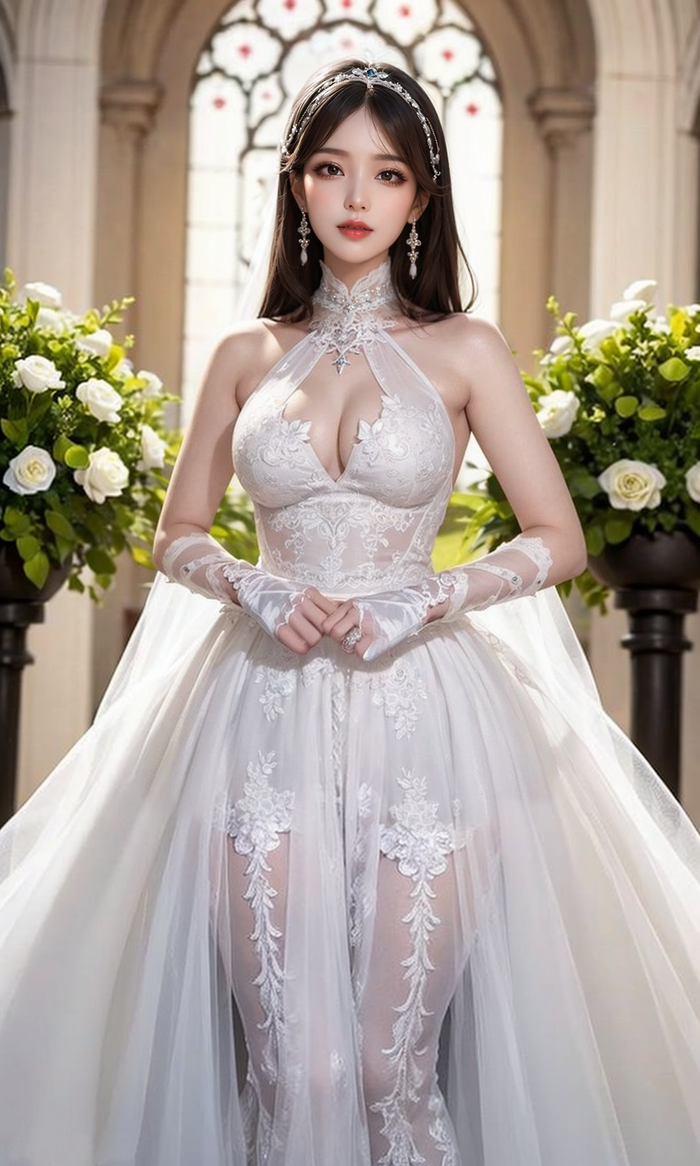 Pure white wedding dress-1080p AI Generated 24th image