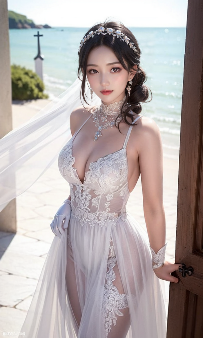 Pure white wedding dress-1080p AI Generated 25th image