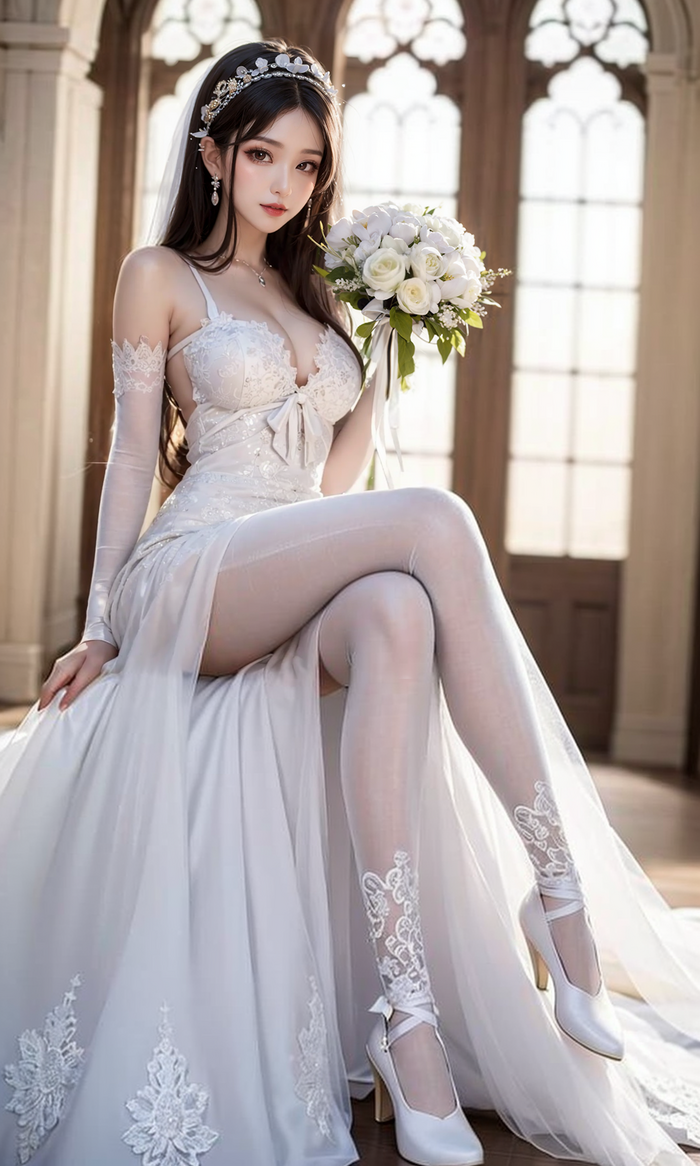 Pure white wedding dress-1080p AI Generated 29th image