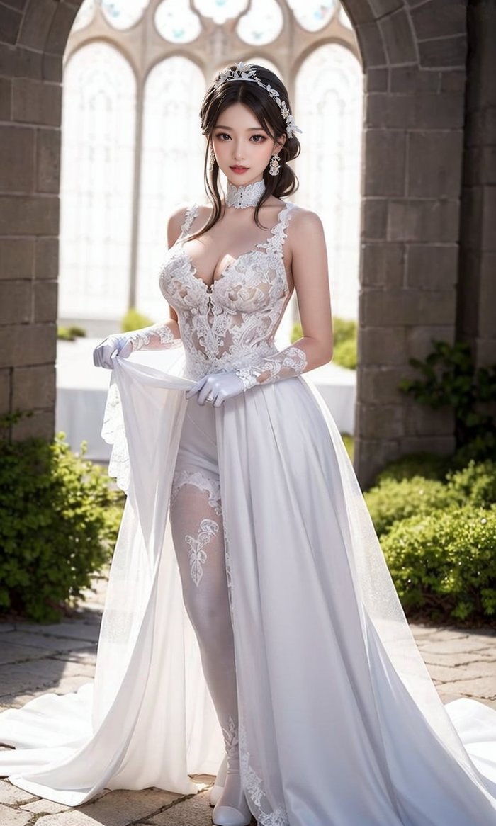Pure white wedding dress-1080p AI Generated 44th image