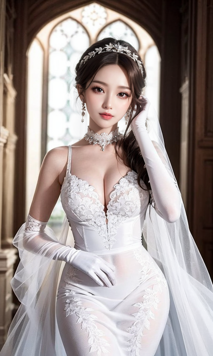 Pure white wedding dress-1080p AI Generated 48th image