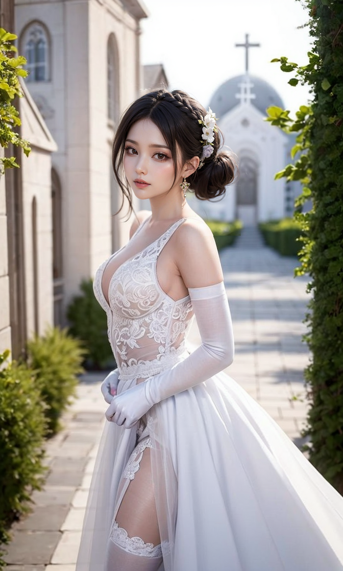 Pure white wedding dress-1080p AI Generated 6th image