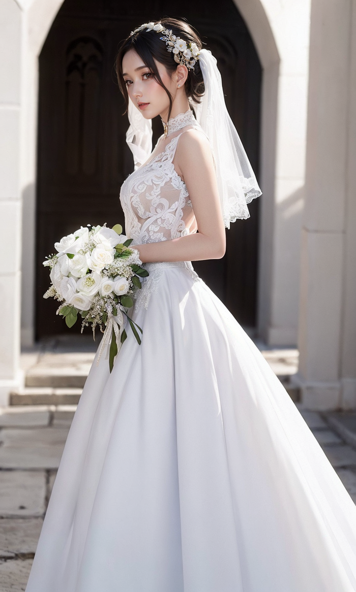 Pure white wedding dress-1080p AI Generated 7th image