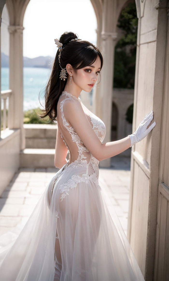 Pure white wedding dress-1080p AI Generated 9th image