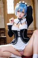 Beautiful Colossal Rem Cosplayer Sexy Illustration 💕 AI Generated