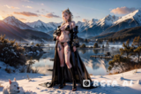 Outdoor Onsen Challenge. Hot spring trip of a tattooed Japanese woman (super pressure) AI Generated