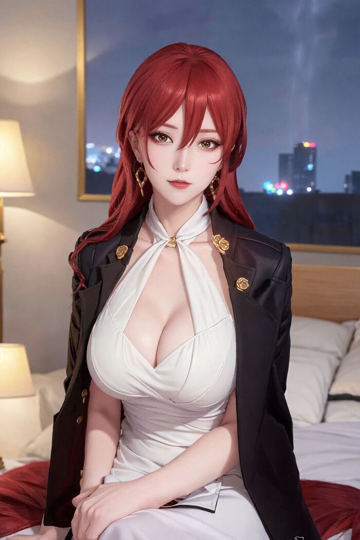 紅長髮 AI Generated 21th image