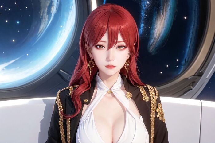 紅長髮 AI Generated 3th image