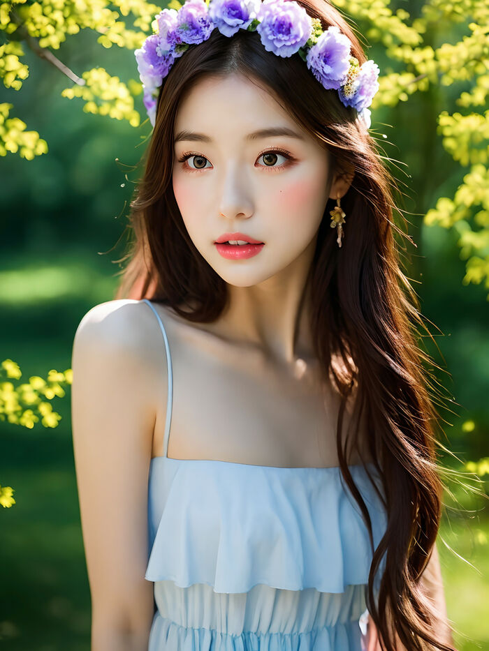 AI生成~xRica-a girl in a flower crown AI Generated 2th image