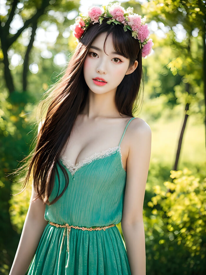 AI生成~xRica-a girl in a flower crown AI Generated 3th image