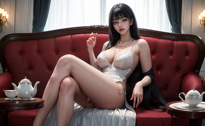 Hmm... the dame concept in the Victorian luxury train cabin... hmm AI Generated 5th image