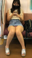 Denim miniskirt girls' train panchira erotic image